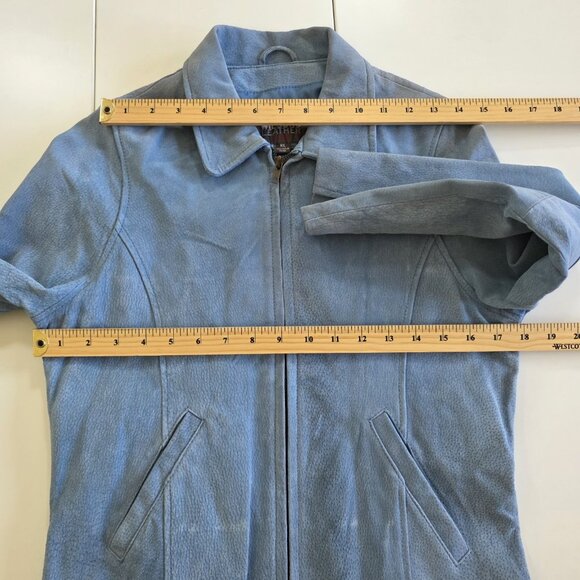 Wilsons Leather Kids Jacket Youth Girls XL Womens S/M Blue  Leather LS Lined VTG - Picture 4 of 16